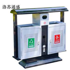 洛苏通盛户外垃圾桶大号环卫不锈钢木分类双果皮箱室外垃圾箱冲孔桶