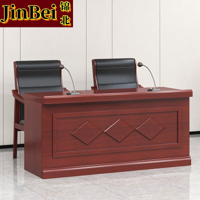 锦北主席台会议桌长条桌培训桌油漆木贴皮开会桌课桌菱形1.6m宽(不含椅)