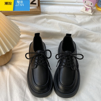 聚范小皮鞋女款英伦风单鞋2024新款春季百搭厚底乐福鞋黑色女鞋子