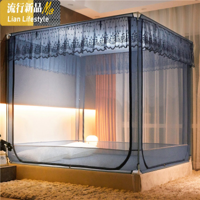 蚊帐家用1.8m2米床夏季纹帐蒙古包1.5防摔儿童全封闭式防蚊罩帐床 三维工匠