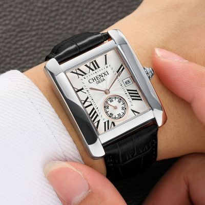 铭侣石英表男女手表男士方形日历防水自动石英表商务正品瑞士腕表非机械表