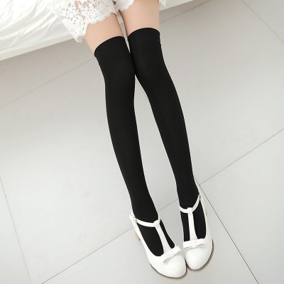 suntek冰丝中长半截丝袜长款儿童中筒女百搭袜子小学生黑白校园长袜