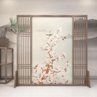 中式屏风隔断墙客厅玄关办公室酒店茶室装饰遮挡实木格栅定制座屏 胡桃木220*180CM左右镂空 整装