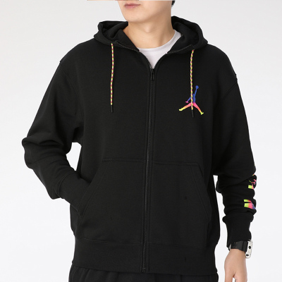 NIKE耐克AJ炫彩logo串标外套男装2020年新款连帽夹克CU9123-010