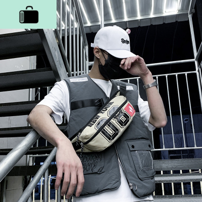 潮牌腰包男2020新款斜挎包多功能休闲胸包嘻哈个生单肩小背包NEWLAKE男士单肩包