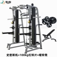 韦步多功能FLT004史密斯机健身房深蹲架龙门架综合训练卧推架健身器材裸机+100kg杠铃片+哑铃凳