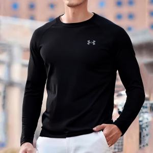 安德玛(Under Armour)男装新款运动服跑步健身训练打底上衣透气长袖T恤1387390-001 ZP