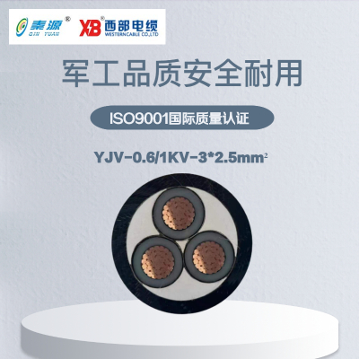 秦源牌 YJV-0.6/1KV-3*2.5mm² 铜芯低压电力电缆 元/米 定制商品 联系客服