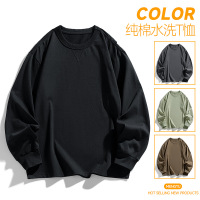 卫衣男春秋季新款长袖T恤男士美式宽松纯棉卫衣圆领男士T恤打底衫