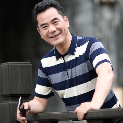 旗舰特卖-爸爸装短袖T恤男夏装中老年人青年冰丝polo衫4050岁中年男士T裇60上衣格罗希