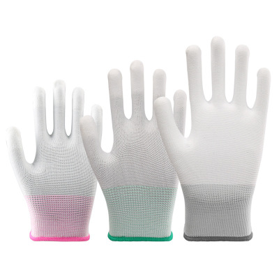 匹牧 PM-ST-G053 防静电手套 尼龙浸胶白pu涂指 S码A1 12双/打 单位:双(单双不发货)