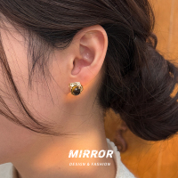 925纯银虎眼石黑玛瑙耳钉女耳环耳饰时尚个性2025新款ins风送女朋友老婆情人节七夕生日礼物