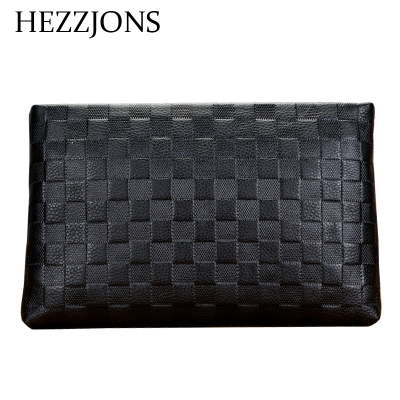 赫泽琼斯HEZZJONS手包男进口意大利牛皮手腕包青年商务休闲奢侈品信封包男士英伦软皮手机包黑色进口意大利牛皮