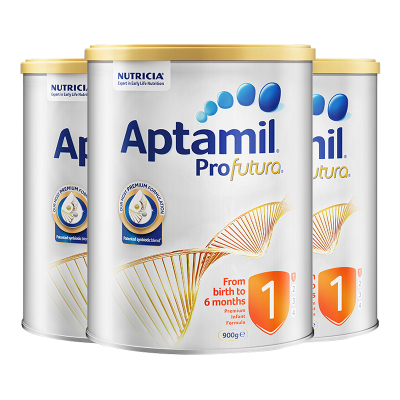 澳洲爱他美（Aptamil）婴幼儿配方奶粉900g白金版1段6个月以下宝宝3罐装