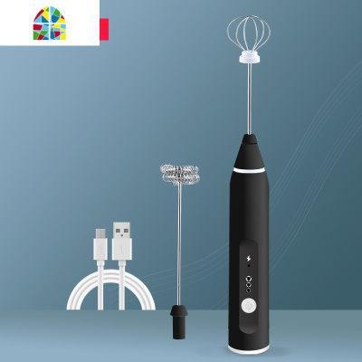 打蛋器电动迷你家用小型搅拌器USB充电烘焙工具手持式奶油打发机 FENGHOU 黑色打蛋器+刮刀+油刷
