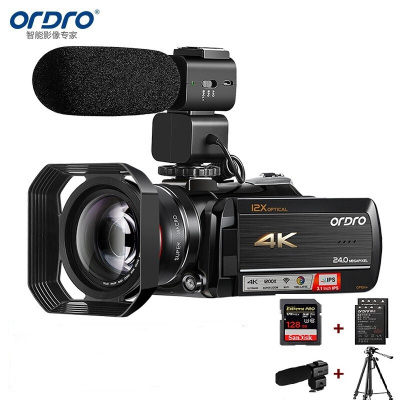 欧达(ORDRO)豪华版 4K摄像机专业直播录像机家用手持DV光学变焦高清数码摄影机vlog短视频会议 AC5
