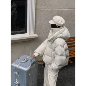 年冬季纯色宽松外套新款时尚韩版面包棉服加厚保暖棉衣