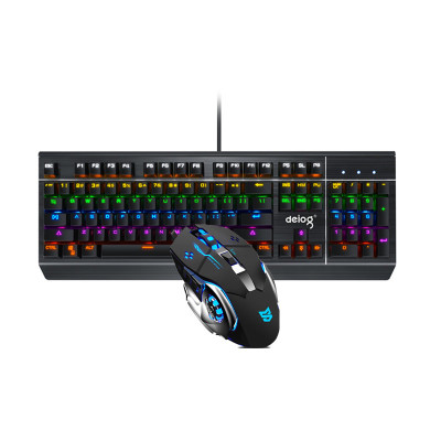 德意龙机械键盘鼠标套装游戏青轴黑轴有线电脑背光网吧绝地求生吃鸡键鼠银白青轴+德意龙X1（赠桌垫)