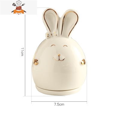 北欧创意个性牙签盒家用客厅牙签筒简约棉签收纳盒兔子可爱收纳桶 敬平 白色兔子