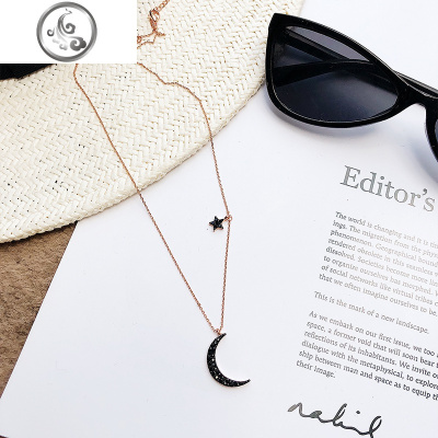 网红百搭短款月亮吊坠锁骨链简约脖颈饰品项链女韩国学生颈链配饰 JiMi