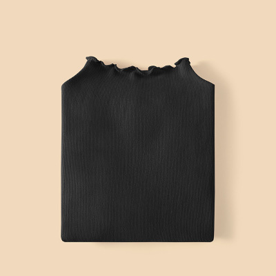 木耳边打底衫女秋冬款保暖内衣内搭修身显瘦毛圈绒纯色长袖_572