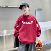 男童加绒加厚一体绒卫衣男孩半高领保暖上衣内搭秋冬新款打底衫潮