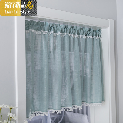 美式乡村纱质半帘厨房窗帘半帘卧室书房帘隔断纱帘橱柜白纱帘子 三维工匠