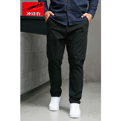 SUNTEK冲锋豹黑色大码男装休闲裤西裤宽松胖子修身弹力加肥加大肥佬商务西裤