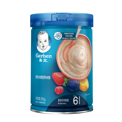 嘉宝(Gerber)米粉婴儿辅食缤纷水果米粉宝宝高铁米糊2段250g(6-36个月适用)