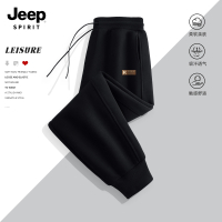 JEEP SPIRIT男士裤子黑色字母男款束脚裤2025新款秋季休闲裤男G