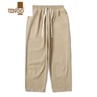 YANXU工装裤子男 夏季日系Cityboy宽松直筒裤休闲裤潮牌长裤卡其色山系