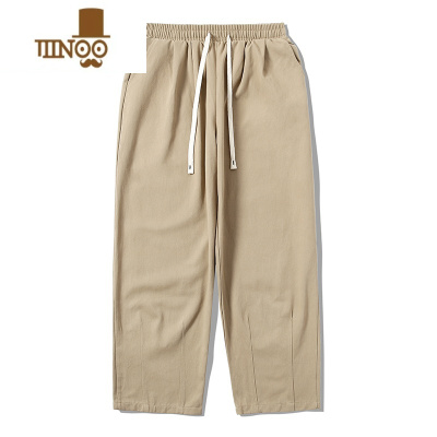 YANXU工装裤子男 夏季日系Cityboy宽松直筒裤休闲裤潮牌长裤卡其色山系