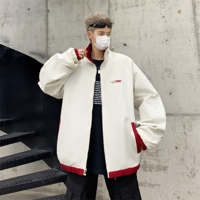 男装潮牌两面穿情侣冲锋衣宽松百搭防水春秋季新款立领夹克外套男