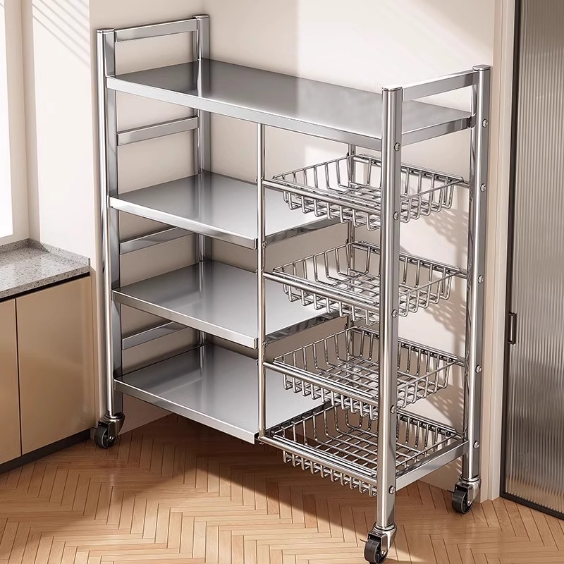 厨房置物架落地多层蔬菜收纳架家用多功能杂物架靠墙零食储物架子