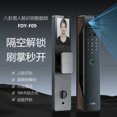 八卦图智能门锁FDY-F09 3D人脸识别掌静脉电子猫眼主被动可视对讲远程开锁