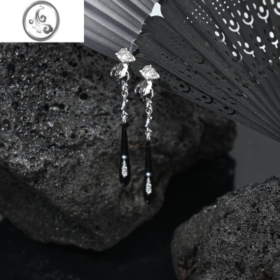 JiMi原创银针新中式珍珠珐琅无耳洞耳钉耳环小众高级感耳坠耳饰耳夹女