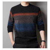 冬季新款男士雪尼尔毛衣中青年圆领加绒加厚针织衫打底衫男士毛衫_77
