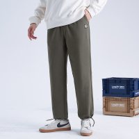 [直降价111元]唐狮新款卫裤男宽松直筒休闲裤长裤灰色潮流束脚抽绳运动裤子