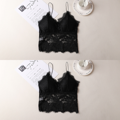 HLCOMAN蕾丝抹胸中长款裹胸无钢圈美背内衣吊带防走光打底背心外穿内搭夏抹胸