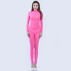 欲之诱惑 情趣内衣女 透明网纱包身衣 长袖连身服 夜店表演服 sm制服诱惑 紧身户外露出服性感内衣女 网纱粉 默认尺寸 网纱粉 默认尺寸