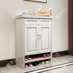 青木川 中式实木鞋柜家用门口进门入户客厅过道阳台三门四门大容量多层收纳储物鞋架玄关柜门厅柜 简约现代