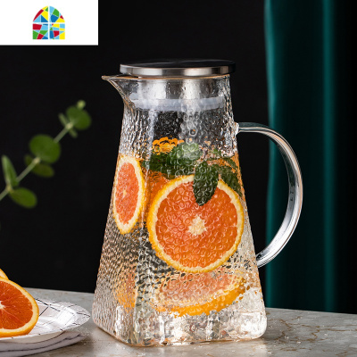 北欧冷水壶家用玻璃凉水壶凉白开水壶凉水杯套装可高温大容量客厅 FENGHOU 方水壶1.5升+4个圆韵杯+托盘