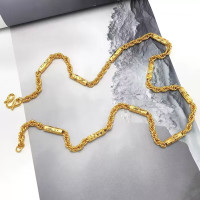 越南沙金男士橄榄项链空心粗细金店同款女圆珠竹节镀金链子可定制送女朋友老婆情人节七夕生日礼物