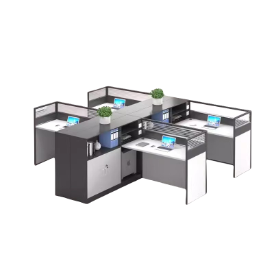 迅迈 干字型四人位 职员办公桌 现代工位 员工桌屏风 卡位卡座