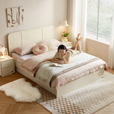全友家居板式床次卧室家具现代奶油风小户型可储物单人床