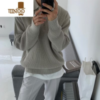 YANXU初秋休闲内搭半拉链领毛衣男oversize痞帅套头纯色针织衫潮牌