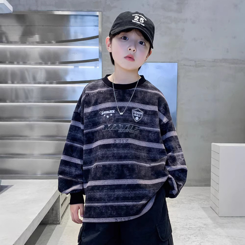男童春装卫衣春秋款2026新款男孩春季休闲上衣儿童装条纹打底衫潮