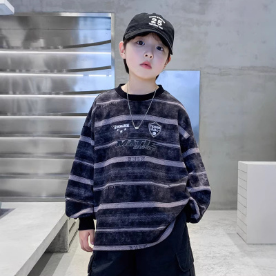 男童春装卫衣春秋款2026新款男孩春季休闲上衣儿童装条纹打底衫潮