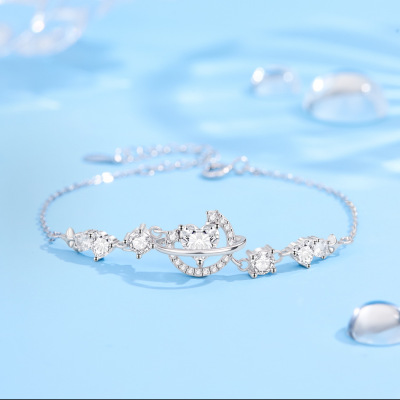 梦幻星月S999纯银手链小众精致简约手环高颜值手饰520送女友闺蜜送女朋友老婆情人节七夕生日礼物