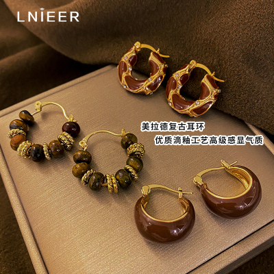 秋冬美拉德复古耳环耳扣2025新款耳钉女小众轻奢高级感耳饰送女朋友老婆情人节七夕生日礼物